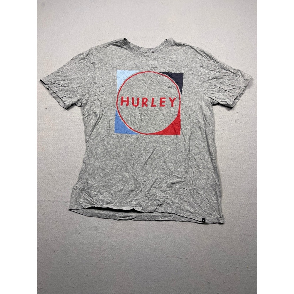 Hurley Graphic Logo T-Shirt Mens Large Gray Cotton Blend Excellent